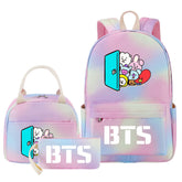 BTS Pink Starry Sky SchoolBag Backpack Lunch Box Bag Book Pencil Bags 3pcs Set