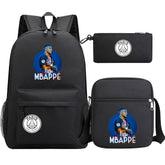 Mbappe Football Player SchoolBag Backpack Shoulder Bag Book Pencil Bags 3pcs Set