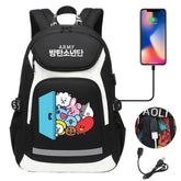 Kpop BTS USB Charging Backpack School NoteBook Laptop Travel Bags