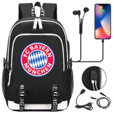 Bayern Munich Football Club USB Charging Backpack School Note Book Laptop Travel Bags