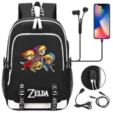 Zelda USB Charging Backpack School Note Book Laptop Travel Bags