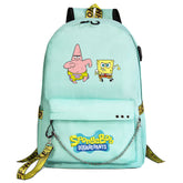 SpongeBob SquarePants USB Charging Backpack Schoolbag Notebook Bag Gifts for Kids Students