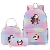 Demon Slayer Kimetsu No Yaiba Kamado Nezuko Pink Starry Sky SchoolBag Backpack Lunch Box Bag Book Pencil Bags 3pcs Set