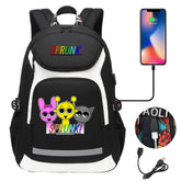 Sprunki USB Charging Backpack School NoteBook Laptop Travel Bags
