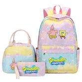 SpongeBob SquarePants Pink Starry Sky SchoolBag Backpack Lunch Box Bag Book Pencil Bags 3pcs Set