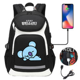 Kpop BTS Koya USB Charging Backpack School NoteBook Laptop Travel Bags