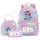 BTS Mang Pink Starry Sky SchoolBag Backpack Lunch Box Bag Book Pencil Bags 3pcs Set