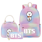 BTS RJ Pink Starry Sky SchoolBag Backpack Lunch Box Bag Book Pencil Bags 3pcs Set