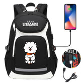 Kpop BTS RJ USB Charging Backpack School NoteBook Laptop Travel Bags