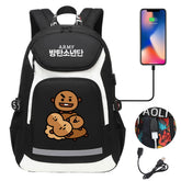 Kpop BTS Shooky USB Charging Backpack School NoteBook Laptop Travel Bags