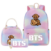 BTS Shooky Pink Starry Sky SchoolBag Backpack Lunch Box Bag Book Pencil Bags 3pcs Set