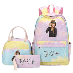 Taylor Swift Pink Starry Sky SchoolBag Backpack Lunch Box Bag Book Pencil Bags 3pcs Set
