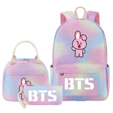 BTS Cooky Pink Starry Sky SchoolBag Backpack Lunch Box Bag Book Pencil Bags 3pcs Set