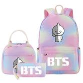BTS VAN Pink Starry Sky SchoolBag Backpack Lunch Box Bag Book Pencil Bags 3pcs Set