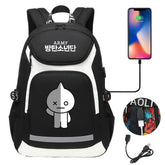 Kpop BTS Van USB Charging Backpack School NoteBook Laptop Travel Bags