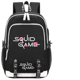 Squid Game USB Charging Backpack School Note Book Laptop Travel Bags