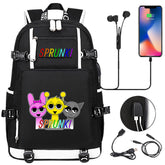 Sprunki USB Charging Backpack School NoteBook Laptop Travel Bags