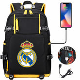 Real Madrid Football Club USB Charging Backpack School NoteBook Laptop Travel Bags