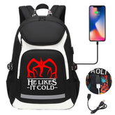 Strangers Things The Demogorgon USB Charging Backpack School NoteBook Laptop Travel Bags