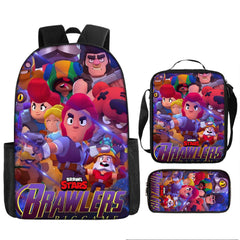 Brawl Stars Schoolbag Backpack Lunch Bag Pencil Case 3pcs Set Gift for Kids Students