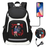 Strangers Things El USB Charging Backpack School NoteBook Laptop Travel Bags