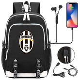 Juventus Football Club USB Charging Backpack School Note Book Laptop Travel Bags