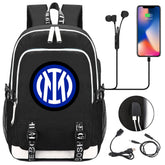 Internazionale Milano Football Club USB Charging Backpack School Note Book Laptop Travel Bags