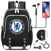 Chelsea Football Club USB Charging Backpack School Note Book Laptop Travel Bags