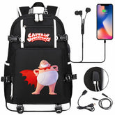 Captain Underpants USB Charging Backpack School NoteBook Laptop Travel Bags