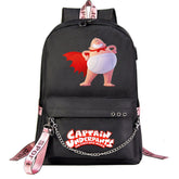 Captain Underpants USB Charging Backpack Schoolbag Notebook Bag Gifts for Kids Students