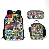 A Minecraft Movie Schoolbag Backpack Lunch Bag Pencil Case 3pcs Set Gift for Kids Students