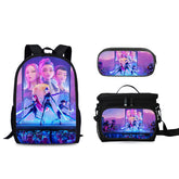 Demon Hunters Schoolbag Backpack Lunch Tote Pencil Case 3pcs Set Gift for Kids Students