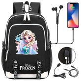 Frozen Elsa USB Charging Backpack School Note Book Laptop Travel Bags