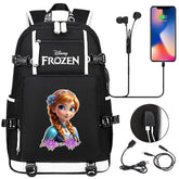Frozen Anna USB Charging Backpack School NoteBook Laptop Travel Bags