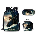 How to Train Your Dragon Schoolbag Backpack Lunch Bag Pencil Case 3pcs Set Gift for Kids Students