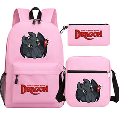 How to Train Your Dragon Toothless SchoolBag Backpack Shoulder Bag Book Pencil Bags 3pcs Set