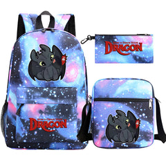 How to Train Your Dragon Toothless SchoolBag Backpack Shoulder Bag Book Pencil Bags 3pcs Set