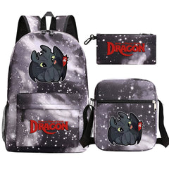 How to Train Your Dragon Toothless SchoolBag Backpack Shoulder Bag Book Pencil Bags 3pcs Set