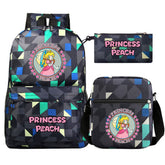 Mario Princess Peach SchoolBag Backpack Shoulder Bag Book Pencil Bags 3pcs Set