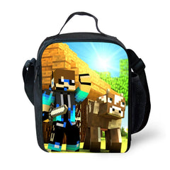 Minecraft Mario Insulated Lunch Bag for Boy Kids Thermos Cooler Tote Food Lunch Box