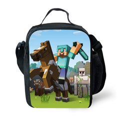 Minecraft Mario Insulated Lunch Bag for Boy Kids Thermos Cooler Tote Food Lunch Box