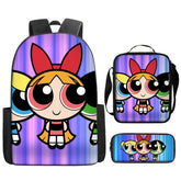 The Powerpuff Girls Schoolbag Backpack Lunch Bag Pencil Case 3pcs Set Gift for Kids Students