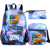 Stumble Guys SchoolBag Backpack Shoulder Bag Book Pencil Bags 3pcs Set