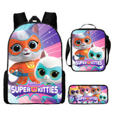 Super Kitties Schoolbag Backpack Lunch Bag Pencil Case 3pcs Set Gift for Kids Students