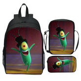 Plankton Movie Schoolbag Backpack Lunch Bag Pencil Case 3pcs Set Gift for Kids Students