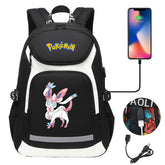 Pokemon Fennekin USB Charging Backpack School NoteBook Laptop Travel Bags