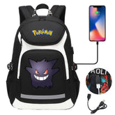Pokemon Gengar USB Charging Backpack School NoteBook Laptop Travel Bags