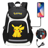 Pokemon USB Charging Backpack School NoteBook Laptop Travel Bags
