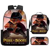 Puss in Boots Schoolbag Backpack Lunch Bag Pencil Case 3pcs Set Gift for Kids Students