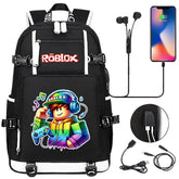 Roblox Game USB Charging Backpack School NoteBook Laptop Travel Bags